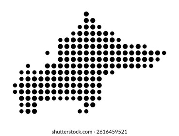 Symbol Map of Johns Creek (United States) showing the city with a pattern of just a few black dots