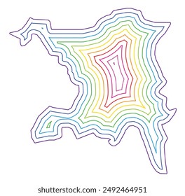Symbol Map of the Kanton Aargau (Switzerland) showing the state border buffered inside in rainbow colors