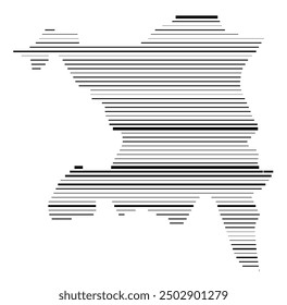 Symbol Map of the Kanton Aargau (Switzerland) showing the Kanton with parallel black lines in different line thickness