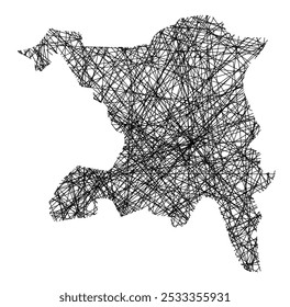 Mapa de símbolos do Kanton Aargau (Suíça) mostrando o estado com linhas pretas, como paus Mikado ou uma teia de aranha