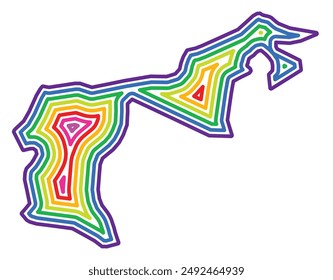 Symbolkarte des Kanton Appenzell Ausserrhoden (Schweiz) mit in Regenbogenfarben gepufferter Landesgrenze