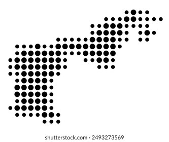 Symbol Map of the Kanton Appenzell Ausserrhoden (Switzerland) showing the Kanton with a pattern of black circles