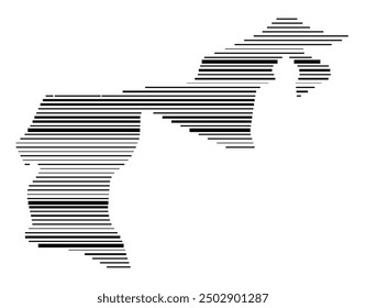 Symbol Map of the Kanton Appenzell Ausserrhoden (Switzerland) showing the Kanton with parallel black lines in different line thickness