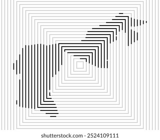 Symbol Map of the Kanton Appenzell Ausserrhoden (Switzerland) showing the Kanton with a series of black square lines on white background