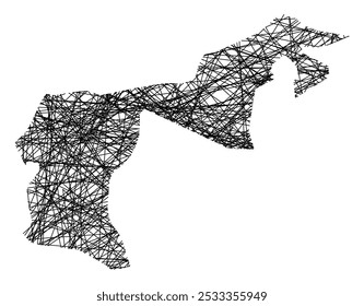 Symbol Map of the Kanton Appenzell Ausserrhoden (Switzerland) showing the state with black, crossing lines like Mikado Sticks or a spider web