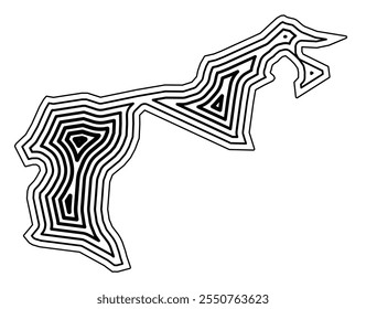 Symbol Map of the Kanton Appenzell Ausserrhoden (Switzerland) showing the state border buffered inside with black tapering lines