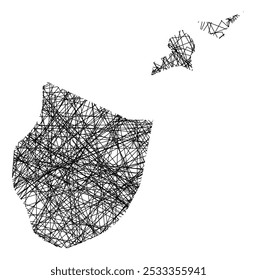 Symbol Map of the Kanton Appenzell Innerrhoden (Switzerland) showing the state with black, crossing lines like Mikado Sticks or a spider web