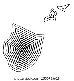 Symbol Map of the Kanton Appenzell Innerrhoden (Switzerland) showing the state border buffered inside with black tapering lines