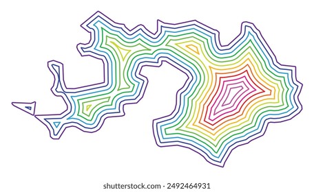 Mapa de símbolos del Kanton Basel-Landschaft (Suiza) que muestra la frontera estatal en el interior en colores arcoíris