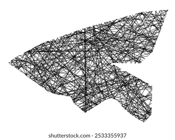 Symbol Map of the Kanton Basel-Stadt (Switzerland) showing the state with black, crossing lines like Mikado Sticks or a spider web