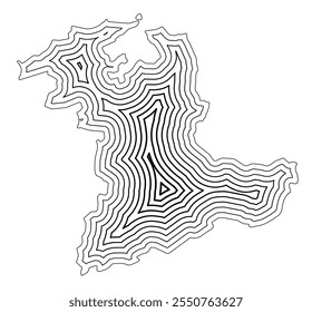 Symbol Map of the Kanton Bern (Switzerland) showing the state border buffered inside with black tapering lines