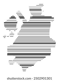 Symbol Map of the Kanton Fribourg (Switzerland) showing the Kanton with parallel black lines in different line thickness