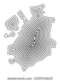 Symbol Map of the Kanton Fribourg (Switzerland) showing the state border buffered inside with black tapering lines