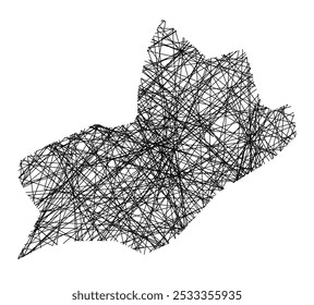 Mapa de símbolos do Kanton Geneve (Suíça) mostrando o estado com linhas pretas, como Mikado Sticks ou uma teia de aranha