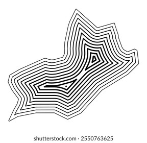 Symbol Map of the Kanton Geneve (Switzerland) showing the state border buffered inside with black tapering lines