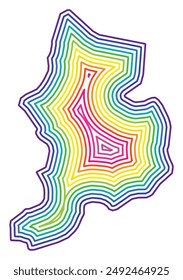 Symbol Map of the Kanton Glarus (Switzerland) showing the state border buffered inside in rainbow colors