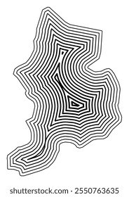Symbol Map of the Kanton Glarus (Switzerland) showing the state border buffered inside with black tapering lines