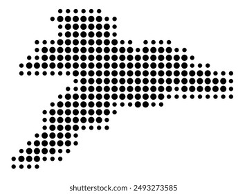 Symbol Map of the Kanton Jura (Switzerland) showing the Kanton with a pattern of black circles