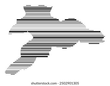 Symbol Map of the Kanton Jura (Switzerland) showing the Kanton with parallel black lines in different line thickness