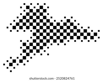 Mapa de símbolos do Kanton Jura (Suíça) mostrando o Kanton com um padrão de quadrados pretos como um tabuleiro de xadrez