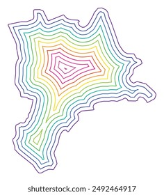 Symbolkarte des Kantons Luzern (Schweiz) mit in Regenbogenfarben gepufferter Landesgrenze