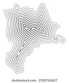 Symbol Map of the Kanton Lucerne (Switzerland) showing the state border buffered inside with black tapering lines