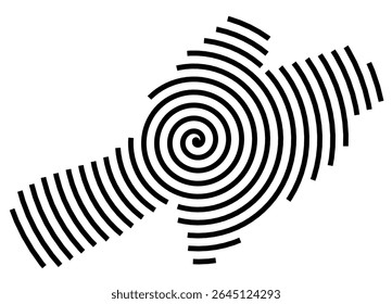 Mapa de símbolos do Kanton Neuchatel (Suíça) mostrando o Kanton com uma linha espiral preta