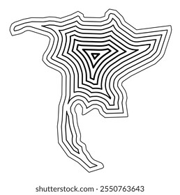 Mapa de símbolos do Kanton Nidwalden (Suíça) mostrando a fronteira interna do estado tamponada com linhas afiladas pretas