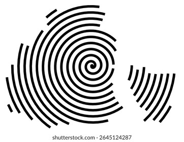 Mapa de símbolos do Kanton Obwalden (Suíça) mostrando o Kanton com uma linha espiral preta