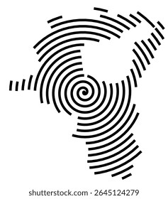 Symbol Map of the Kanton Sankt Gallen (Switzerland) showing the Kanton with a black spiral line