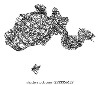 Symbol Map of the Kanton Schaffhausen (Switzerland) showing the state with black, crossing lines like Mikado Sticks or a spider web