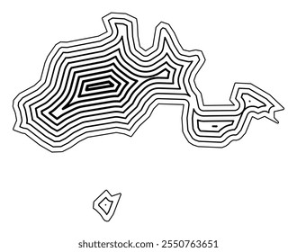 Symbol Map of the Kanton Schaffhausen (Switzerland) showing the state border buffered inside with black tapering lines