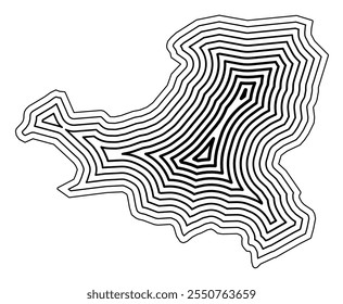 Symbol Map of the Kanton Schwyz (Switzerland) showing the state border buffered inside with black tapering lines