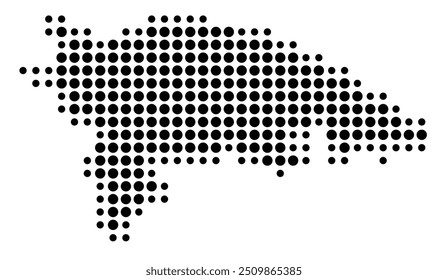 Mapa de símbolos do Kanton Thurgau (Suíça) mostrando o Kanton com um padrão de círculos pretos