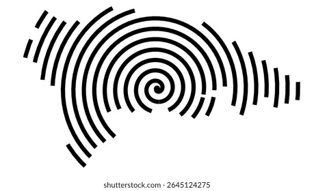 Mapa de símbolos do Kanton Thurgau (Suíça) mostrando o Kanton com uma linha espiral preta