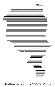 Symbol Map of the Kanton Ticino (Switzerland) showing the Kanton with parallel black lines in different line thickness