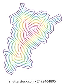 Symbolkarte des Kanton Uri (Schweiz) mit in Regenbogenfarben gepufferter Landesgrenze