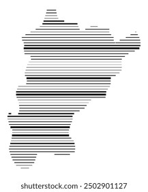 Symbol Map of the Kanton Uri (Switzerland) showing the Kanton with parallel black lines in different line thickness