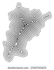 Symbol Map of the Kanton Uri (Switzerland) showing the state border buffered inside with black tapering lines