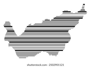 Symbol Map of the Kanton Valais (Switzerland) showing the Kanton with parallel black lines in different line thickness