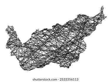 Mapa de Símbolos do Kanton Valais (Suíça) mostrando o estado com linhas pretas, cruzando como Mikado Sticks ou uma teia de aranha