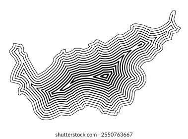 Symbol Map of the Kanton Valais (Switzerland) showing the state border buffered inside with black tapering lines