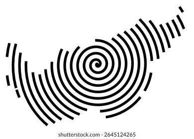 Mapa de símbolos do Kanton Valais (Suíça) mostrando o Kanton com uma linha espiral preta