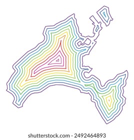 Symbol Map of the Kanton Vaud (Switzerland) showing the state border buffered inside in rainbow colors