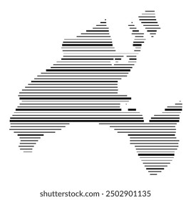 Symbol Map of the Kanton Vaud (Switzerland) showing the Kanton with parallel black lines in different line thickness