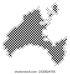 Mapa de símbolos do Kanton Vaud (Suíça) mostrando o Kanton com um padrão de quadrados pretos como um tabuleiro de xadrez