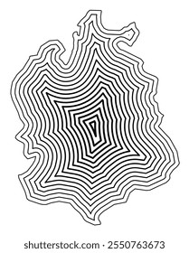 Symbol Map of the Kanton Zuerich (Switzerland) showing the state border buffered inside with black tapering lines