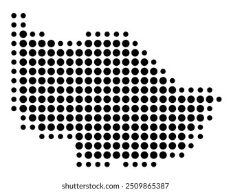 Mapa de símbolos do Kanton Zug (Suíça) mostrando o Kanton com um padrão de círculos pretos