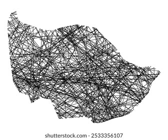 Mapa de símbolos do Kanton Zug (Suíça) mostrando o estado com linhas pretas, cruzando como Mikado Sticks ou uma teia de aranha