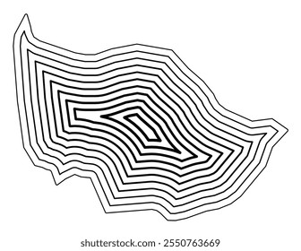 Mapa de símbolos do Kanton Zug (Suíça) mostrando a fronteira interna do estado tamponada com linhas afuniladas pretas